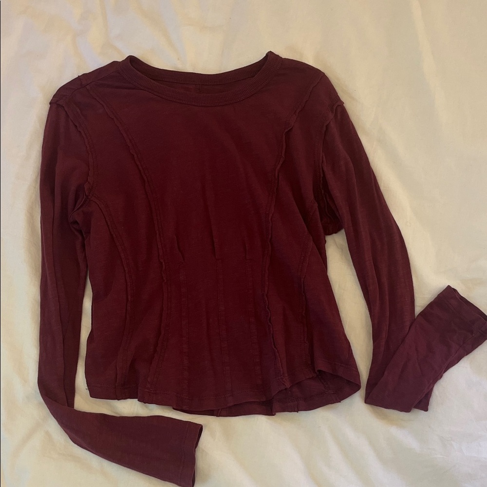 Anthropology Pilcro Burgundy Long Sleeve Top